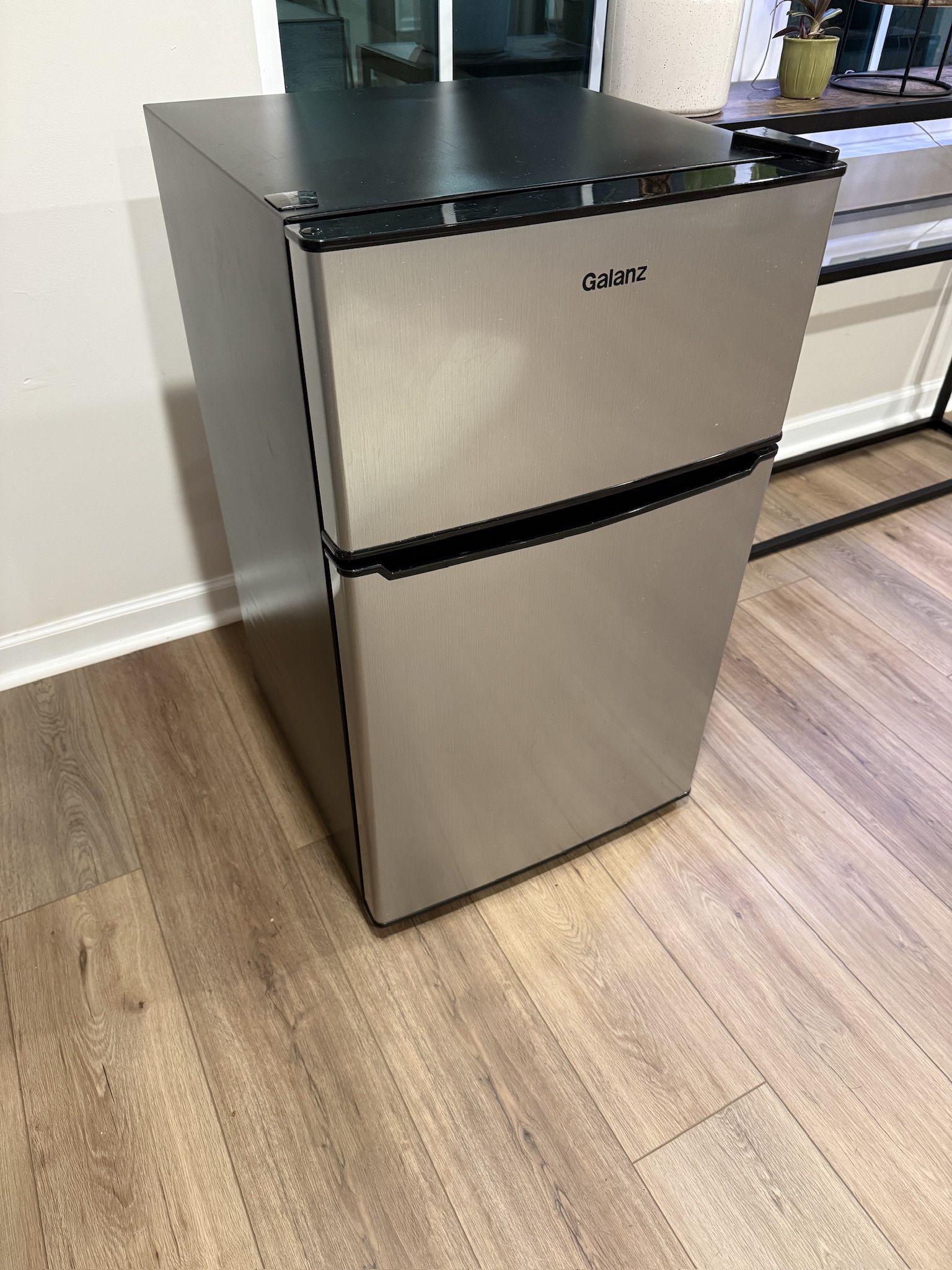 Galanz 3.1 Cu Ft Mini Fridge with Freezer - Stainless Steel, Energy Star, Two-Door Compact Refrigerator