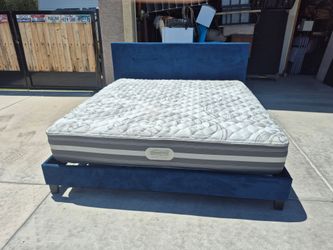 King Size Bed Frame With BEAUTYREST mattress in very good condition
