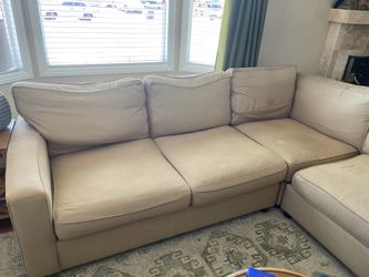Pottery Barn Comfort Square Arm 3-Piece Bumper Sectional Organic Couch