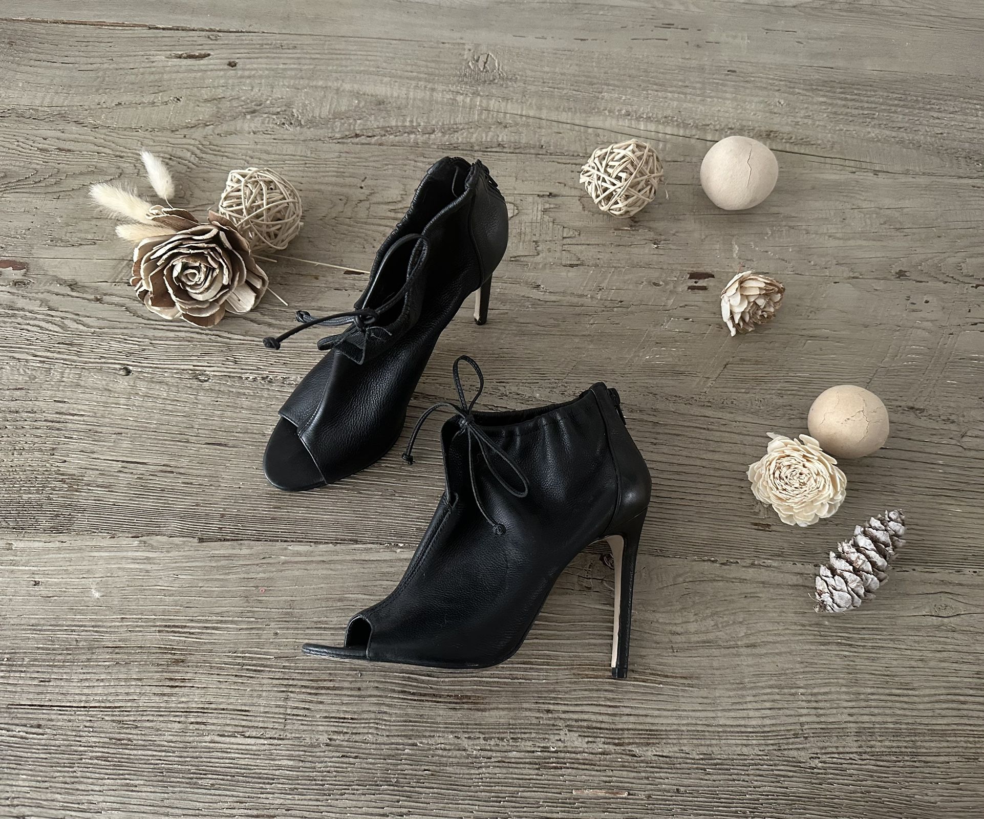 ALDO Black peep toe ankle boots Size 8