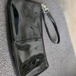 Black Patent Leather Wristlet Clutch
