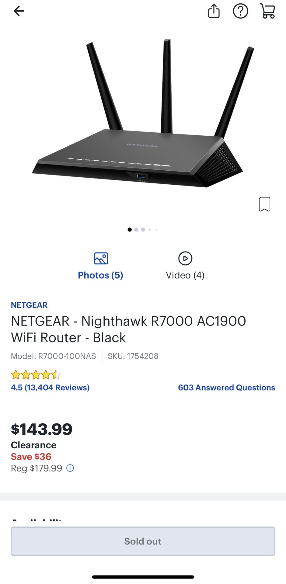 Netgear Nighthawk R7000 AC1900 WiFi Router