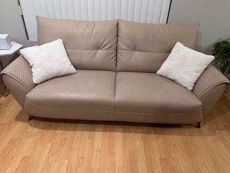 Taupe Leather 3-Piece Sofa Set