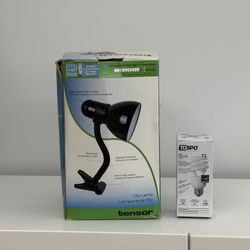 Clip-On Adjustable Desk Lamp (Tensor) – Flexible Gooseneck + Bulb Included 