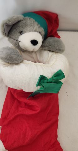 Vintage Good Stuff N6lon 3D Christmas Stocking With Rat Plush