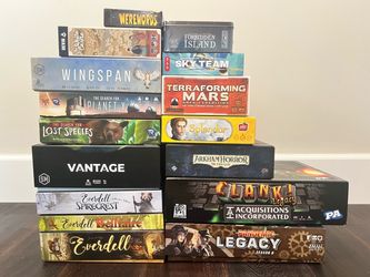Board Games — Wingspan, Everdell, Vantage, Terraforming Mars, Sky Team & more