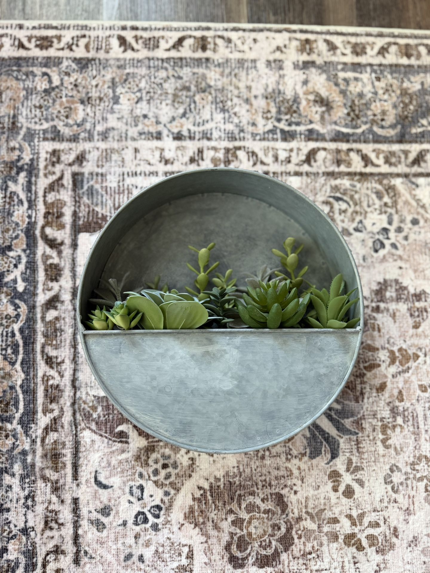 Wall-Mounted Metal Planter with Faux Succulents – 12” x 12”