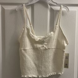 Brand New Ivory Smocked Crop Cami Size L Juniors 
