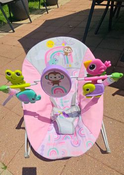 Bright Starts Pink Paradise Portable Baby Bouncer