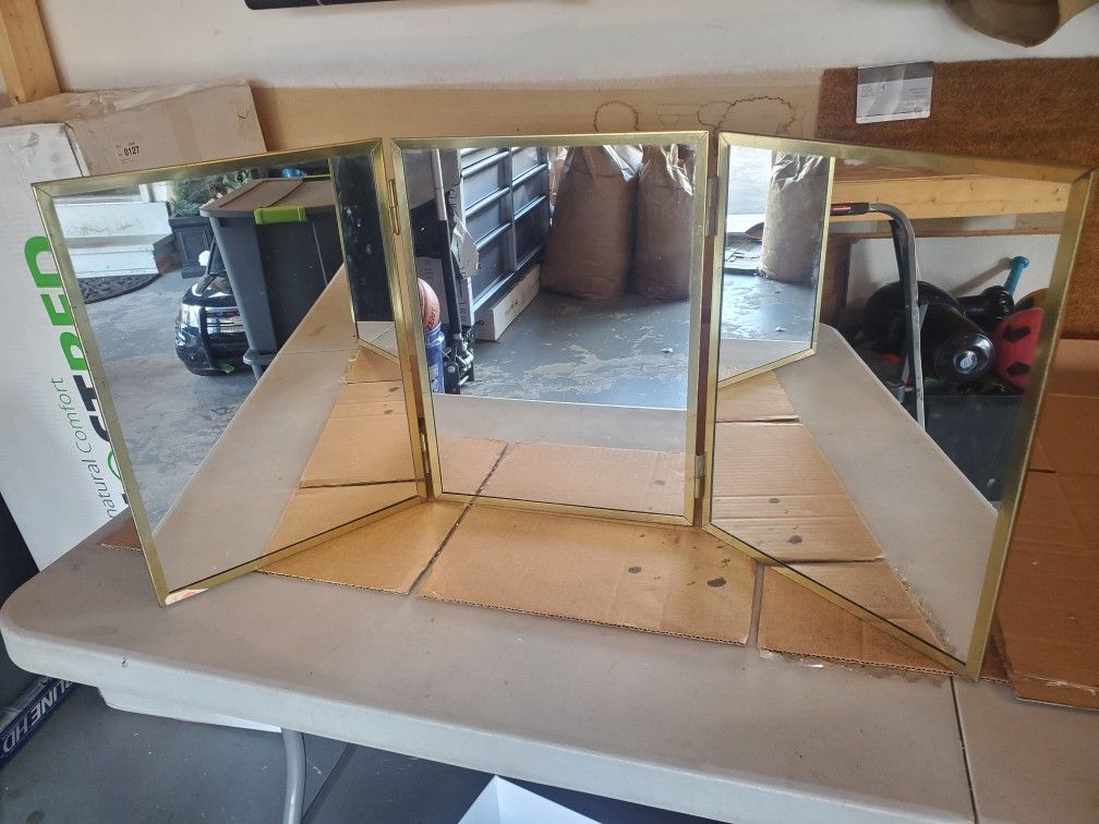 Antique Triple Foldable Mirror Tri-fold Vanity