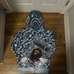 BAPE Double Hooded Double Zipper Blue Camo