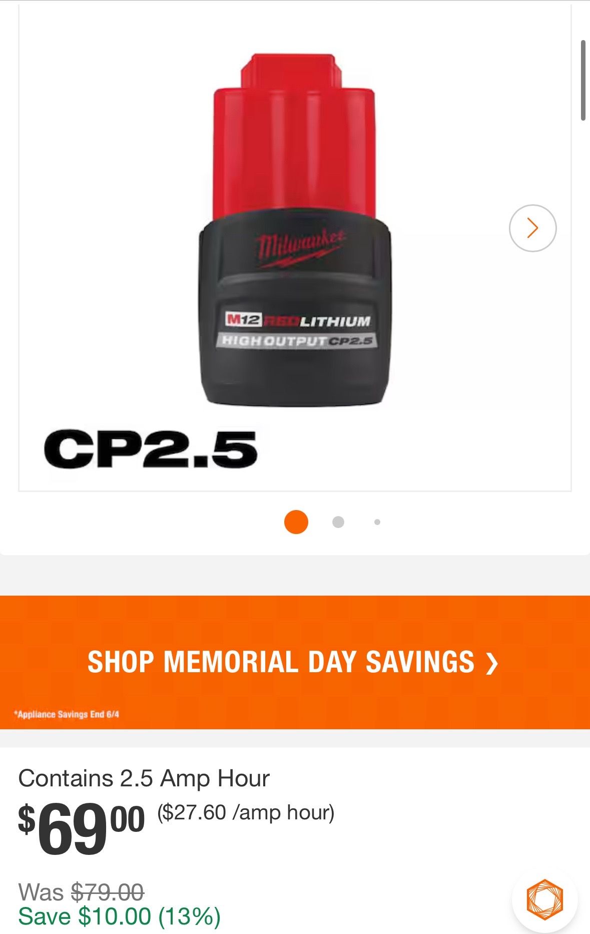 OBO Milwaukee battery m12 2 pack