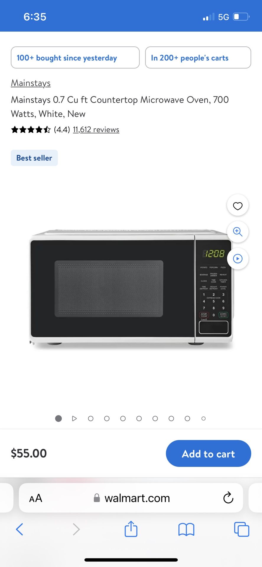 Mainstays 700 watts Microwave 