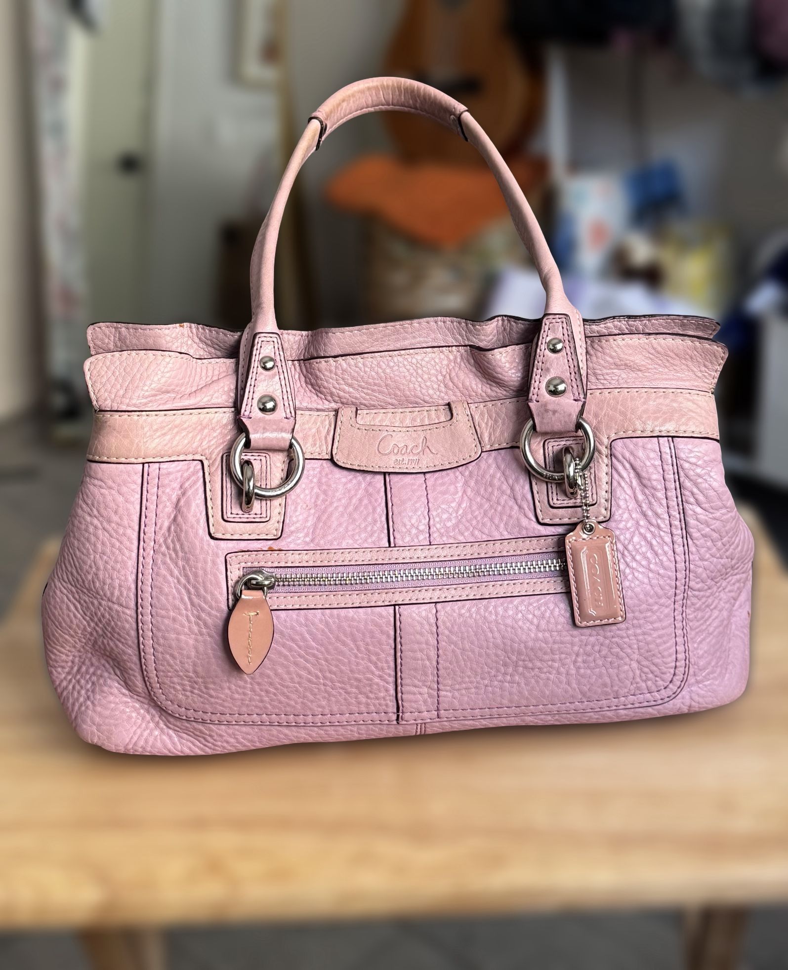 Coach Penelope Satchel - Shell Parchment Pink, Pebbled Leather, Ruffled Trim
