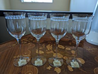 Lenox Pearl Platinum Full Lead Crystal Wine Glasses -Set of 4