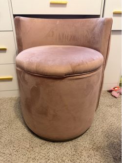 Pink Vanity chair with storage