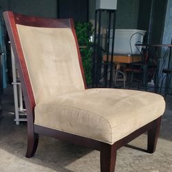 Armless Cream Color Chair Beautiful Wood Trim 