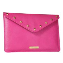 JUICY COUTURE Envelope Clutch Wristlet Bag Bright Pink Metallic Gold Studs NWOT