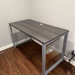 Modern Gray Computer Desk | Excellent Condition | Sturdy Metal Frame