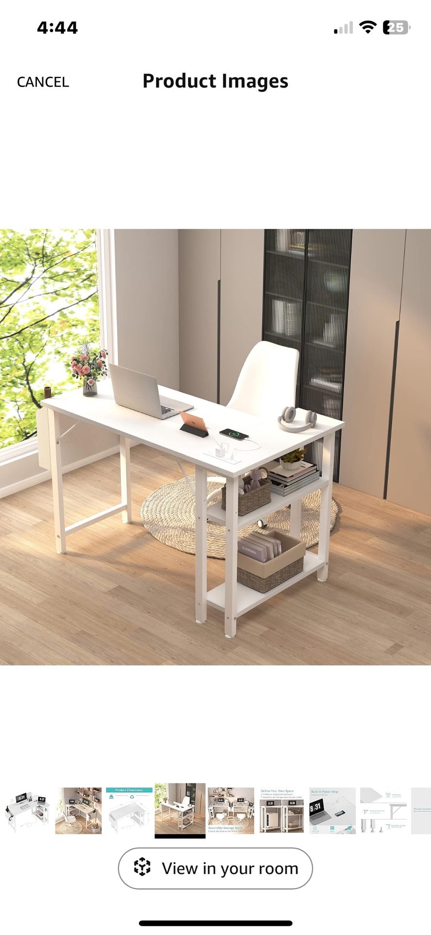 Computer Desk L Shape with Power Outlet Shelves,