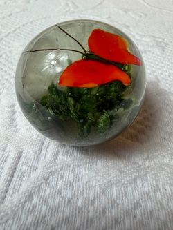 vintage, hand-blown art glass paperweight