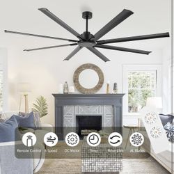 96" Ceiling Fan No Light, Reversible DC Motor, 6 Speed Remote Control