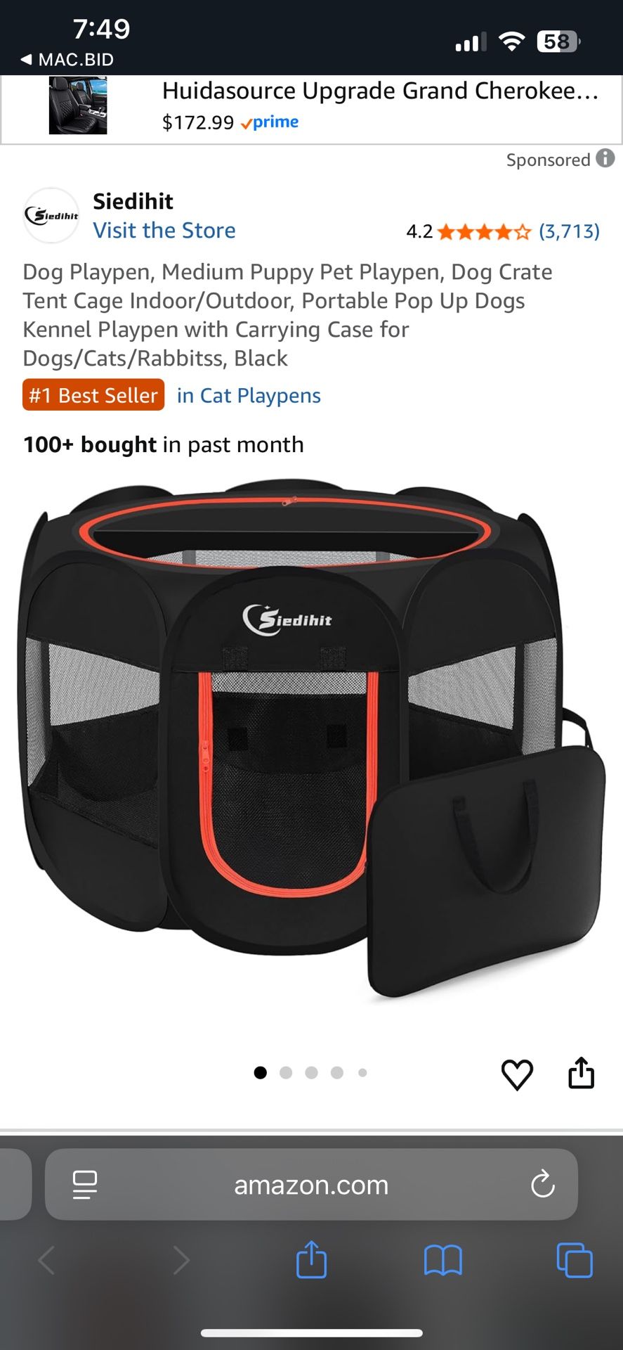 Siedihit Medium Foldable Dog Playpen 