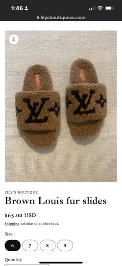 Loui Vuitton Fur Slides 