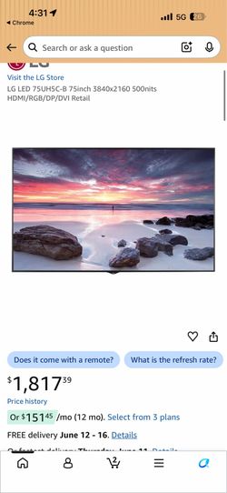 75” LG 4K digital signage display