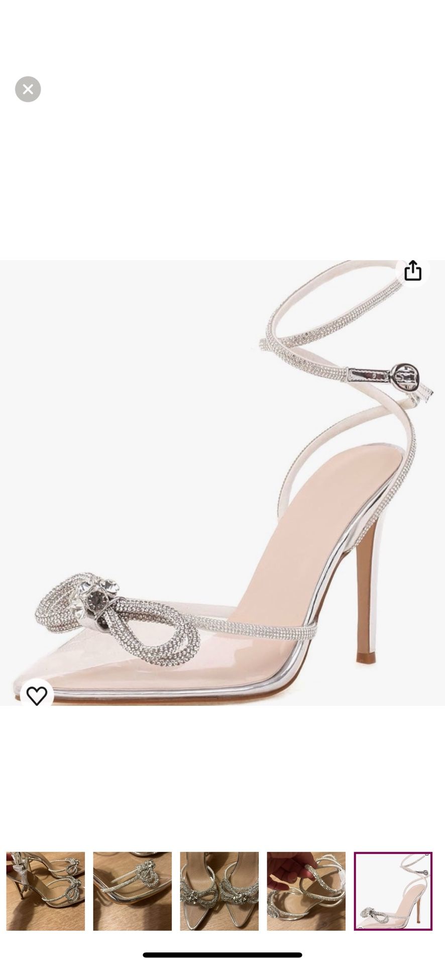 Rhinestone Bow Clear High Heels