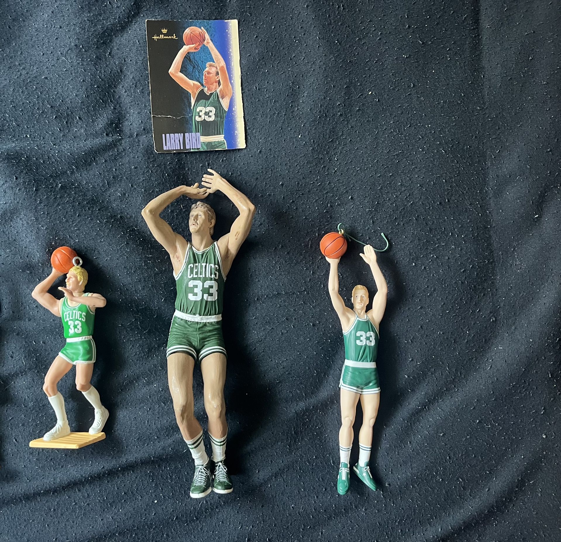 Hallmark Larry Bird Hoop Stars 3 ornaments + hallmark card