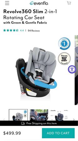 Revolve360 Slim 2-in-1 Rotating Car Seat with Green & Gentle Fabric WITH Sensor Safe
