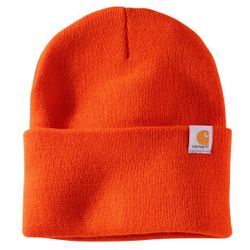 New Carhartt Men's Knit Cuffed Beanie Hat Bright Orange 