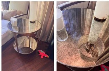 Mirrored Antique Gold Cocktail Table