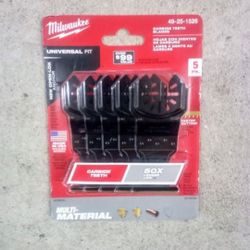 Milwaukee  1-3/8 in. Carbide Multi-Material Cutting Oscillating Blade - 5-Pack -  (49-25-1526) 