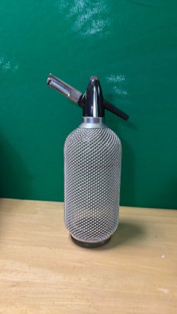 Vintage Czechoslovakia Wire Mesh Soda Siphon - Glass Seltzer Bottle
