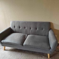 Small Gray Mid-Century Modern style Couch 