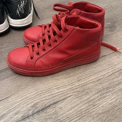Prada Sport Red Leather High Top Sneakers Size 6