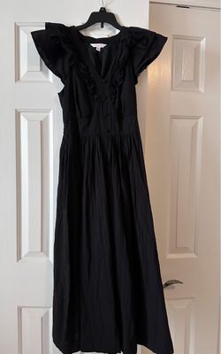 Lauren Conrad ruffled midi dress black.