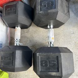 New pair of 85lb rubber dumbbells