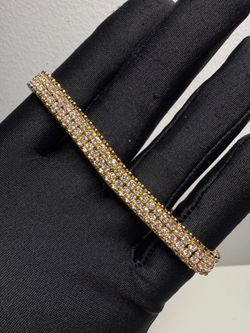 Double Row Lab Diamond Bracelet in Yellow Gold – 4.25CT