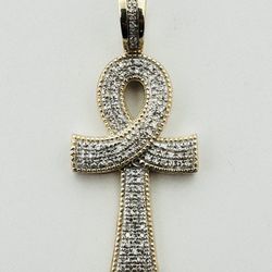 10k Yellow Gold & Diamond Ankh Pendant