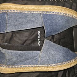 🆕️SAINT LAURENT Perseo Deep Blue Jeans Women's Espadrilles Sandals EU-36 US-6