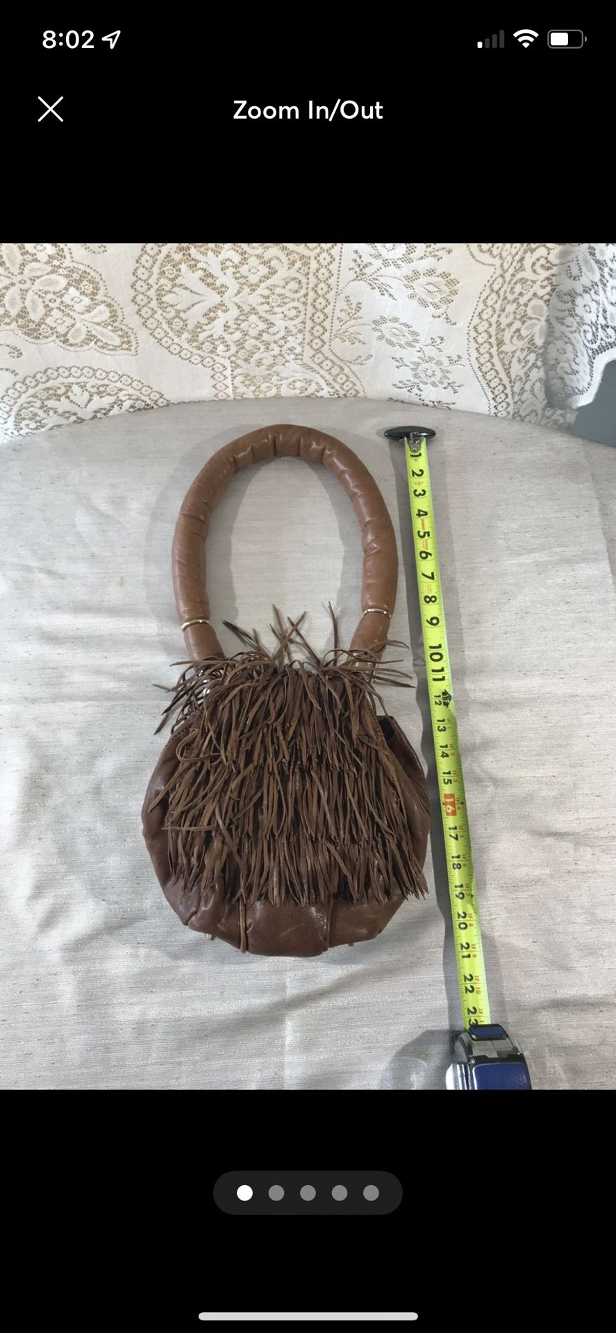 Cynthia Rowley Handbag Fringe Soft Brown Leather