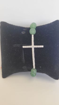 Sterling bracelet green stones