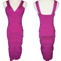 Bebe Women’s Crochet Midi Dress Fuchsia Pink XS