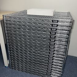 (3) ULINE Metal Shelving Units (Chrome)