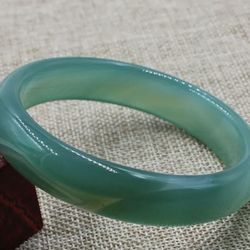 64 mm vintage Chinese green jade gemstone bangle bracelet size 8