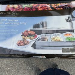 Kitchen living Buffet Server with Warming Tray. New Never Used but Box in Poor condition. 