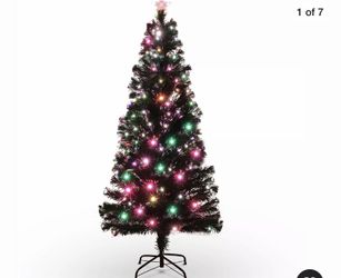 7FT Artificial Pre-lit Christmas Tree w/ Color LED Lights & Metal Stand, Green FREE SHIPPING VIA FED EX 3-5 BUSINESSES DAYS